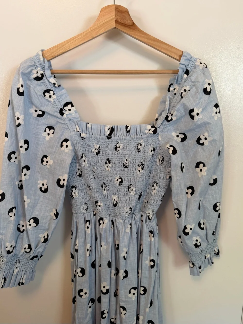 kate spade Light Blue Smocked Midi Dress with Panda Print